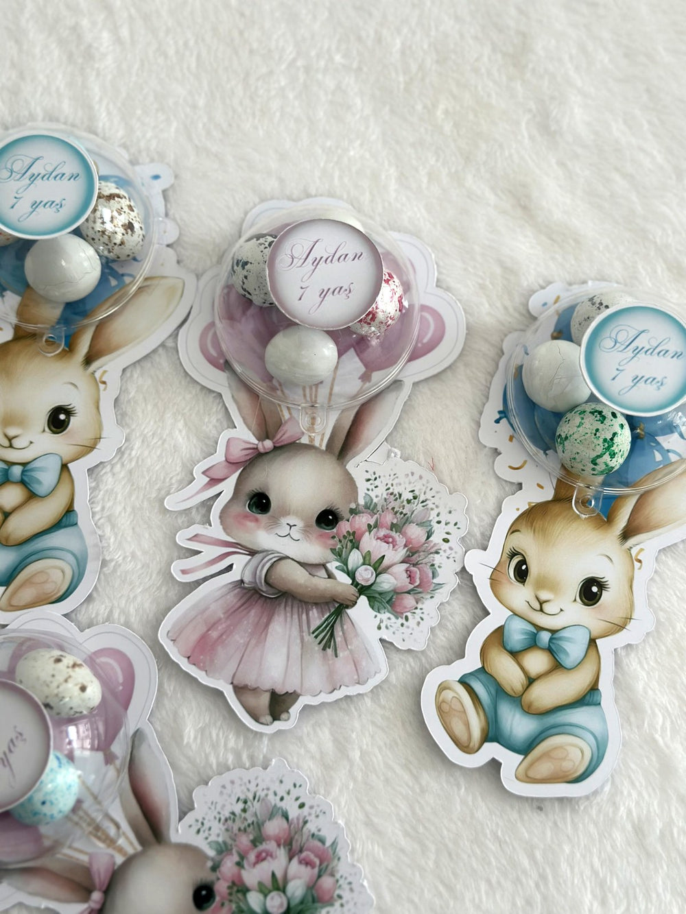For Twin Babies in Bunny designed 3rd Birthday Favor Cards – Personalized Chocolate — Chocoodad Baku