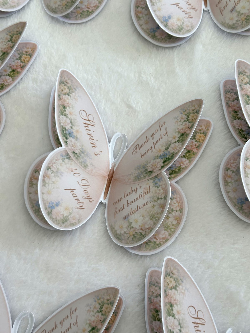 Butterfly Welcome Baby Girl Favor Cards — Chocoodad Baku