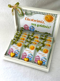Chick Designed Welcome Twins - 24 Chocolates in Box — Chocoodad Baku