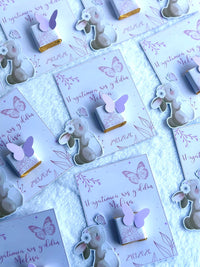 Bunny Baby Girl Welcome Favor Cards – Personalized Chocolate — Chocoodad Baku