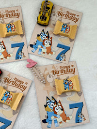 Bluey 7th Birthday Favor Cards with Gifts attached – Personalized Chocolate — Chocoodad Baku