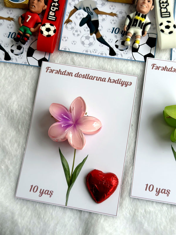 Football & Flowered theme 10th Birthday Favor Cards — Chocoodad Baku