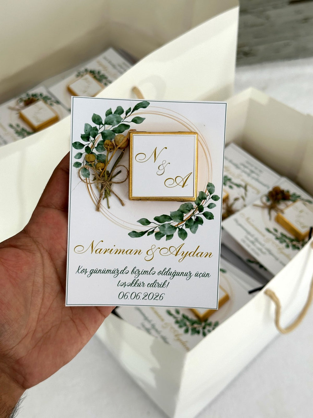 Engagement Favor Cards – Personalized Chocolate – Design 2 — Chocoodad Baku