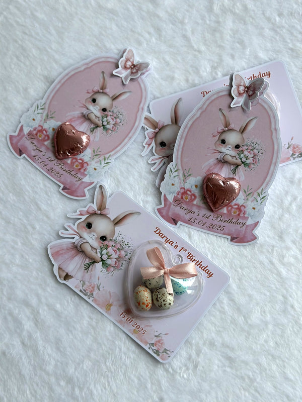 Bunny 1st Birthday Favor Cards – Personalized Chocolate — Chocoodad Baku