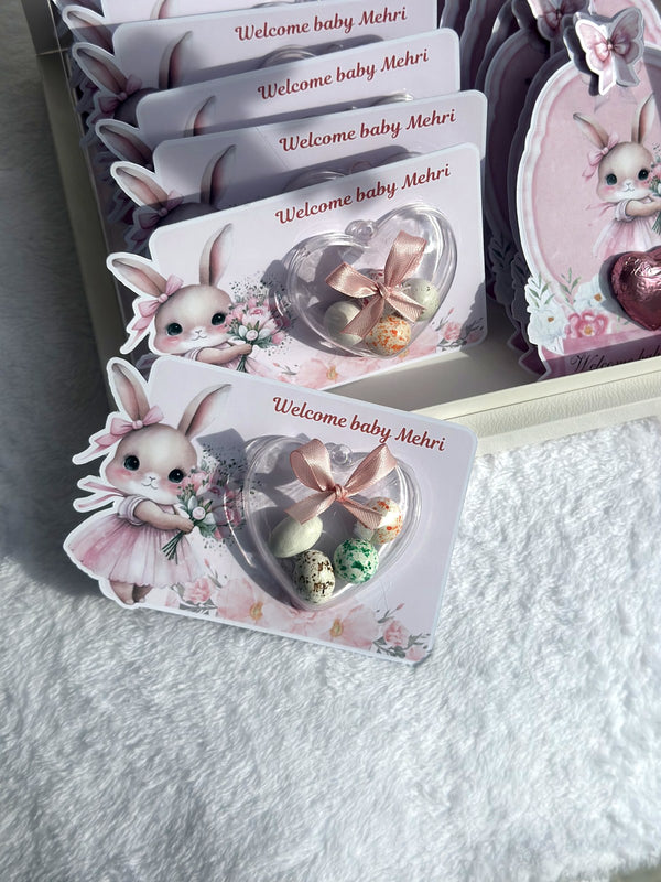Bunny Baby Welcome 20 Favor Cards & Box – Personalized Chocolate — Chocoodad Baku