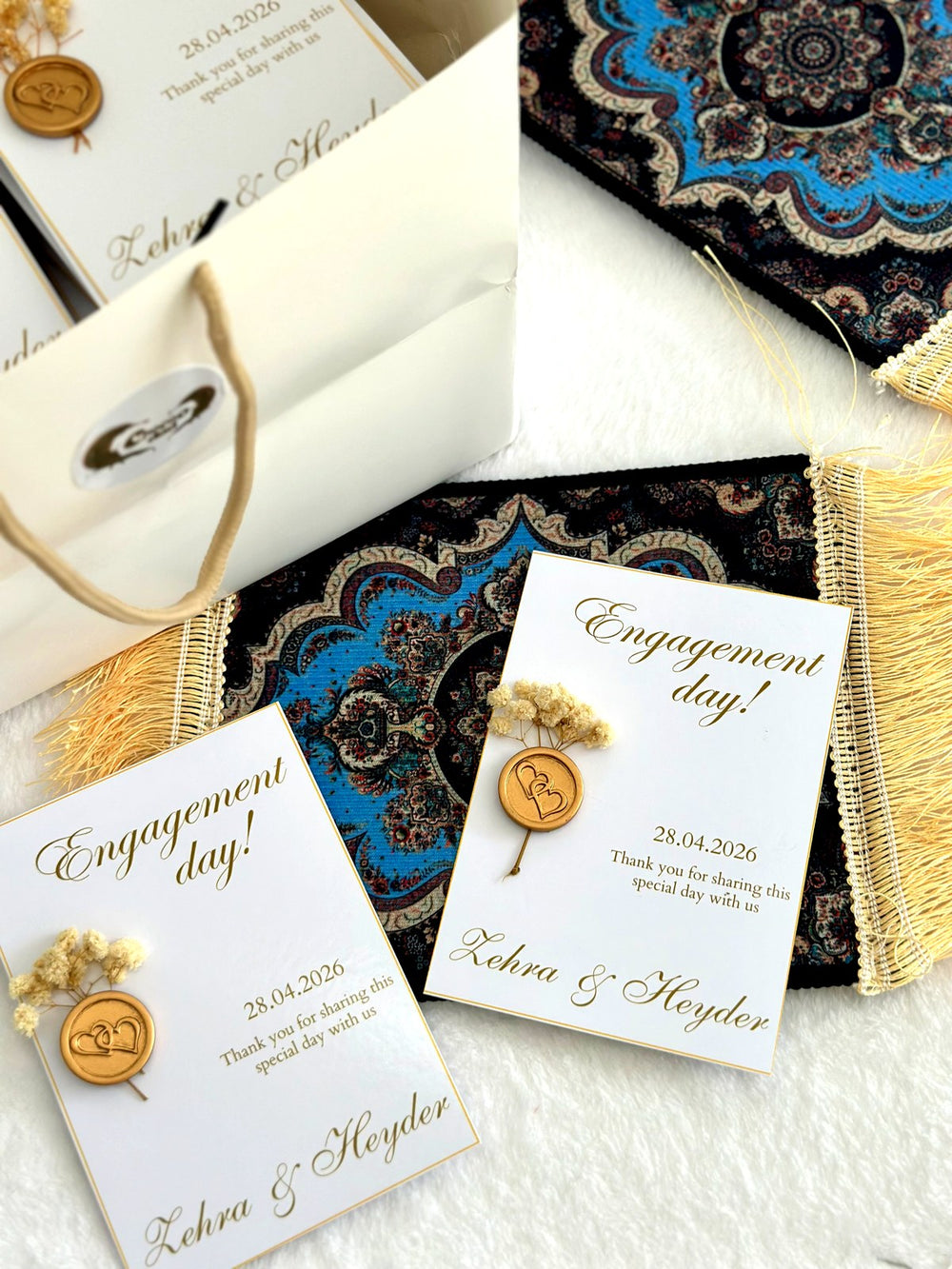 Floral Engagement Favor Cards with Dried Flowers — Chocoodad Baku