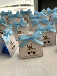 Teddy Bear Baby Welcome Favor Cards – Personalized Chocolate – Design 2 — Chocoodad Baku