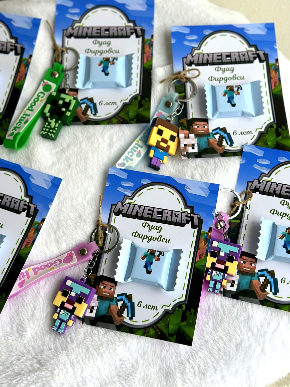 Minecraft Game Birthday Favor Cards – Personalized Chocolate & Keycahin — Chocoodad Baku