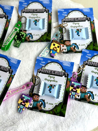 Minecraft Game Birthday Favor Cards – Personalized Chocolate & Keycahin — Chocoodad Baku