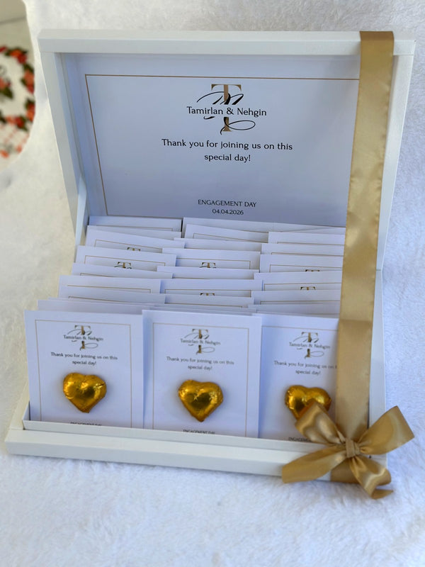 Engagement 24 Favor Cards in Box – Personalized Engagement Chocolate & Box — Chocoodad Baku