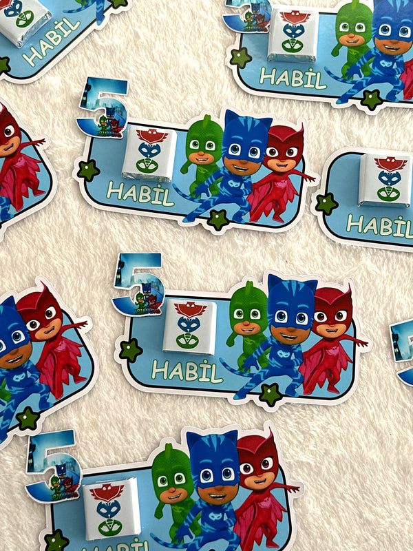 PJ Masks Birthday Favor Cards – Personalized Chocolate — Chocoodad Baku