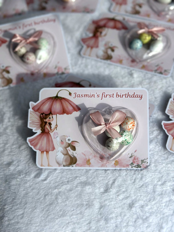 Bunny & Little Angel 1st Birthday Favor Cards – Personalized Chocolate — Chocoodad Baku