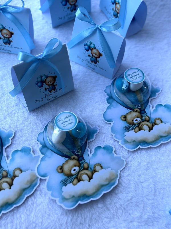 Teddy Bear & Hot Air Balloon Baby Welcome Mini Box – Personalized Chocolate — Chocoodad Baku