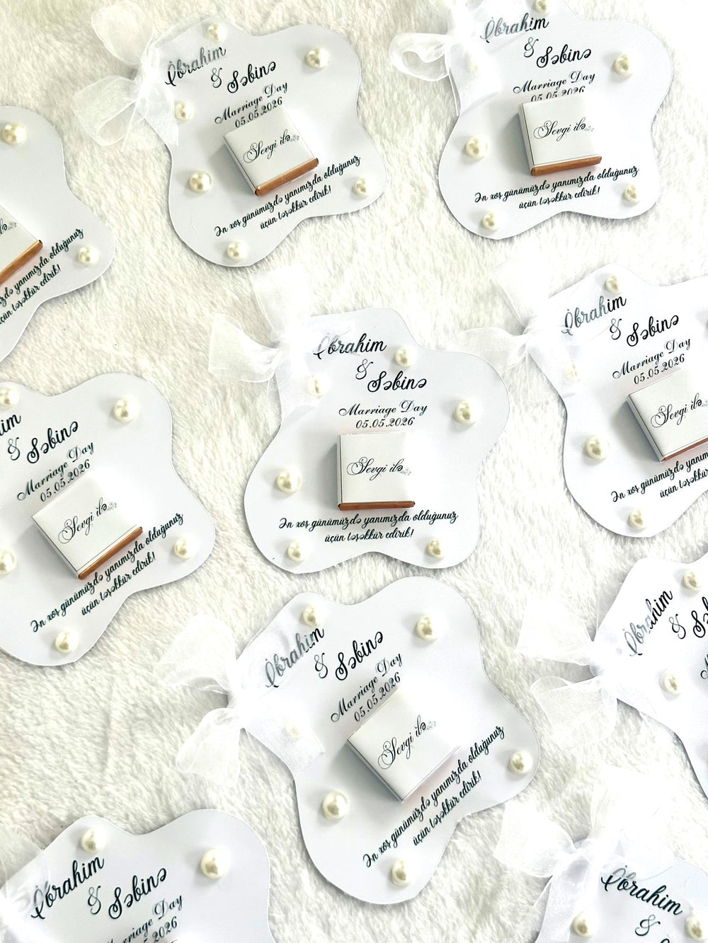 Pearl Wedding Favor Cards – Personalized Chocolate — Chocoodad Baku