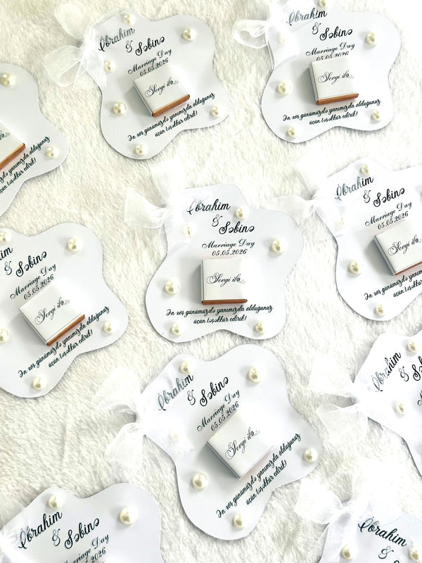 Pearl Wedding Favor Cards – Personalized Chocolate — Chocoodad Baku
