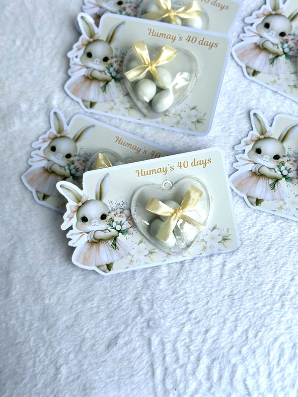 Bunny 40-Day Baby Favor Cards – Personalized Chocolate — Chocoodad Baku