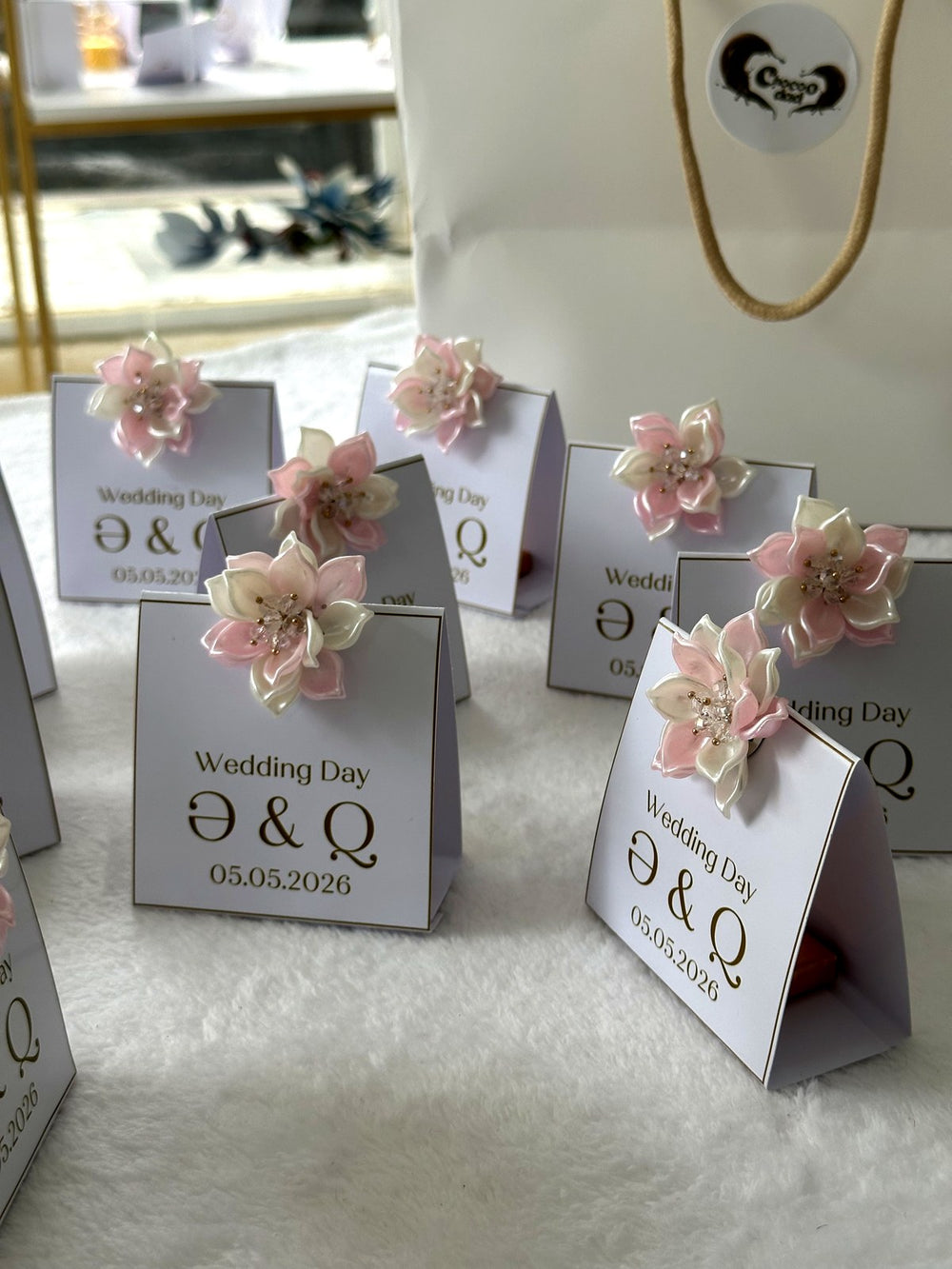 Floral Wedding Favor Cards – Personalized Chocolate — Chocoodad Baku