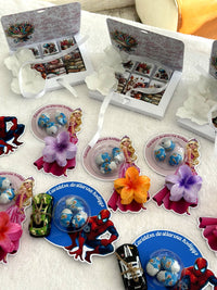 Spiderman & Flower 3rd Birthday Favor Cards with Gifts attached – Ozmo egg Chocolate — Chocoodad Baku