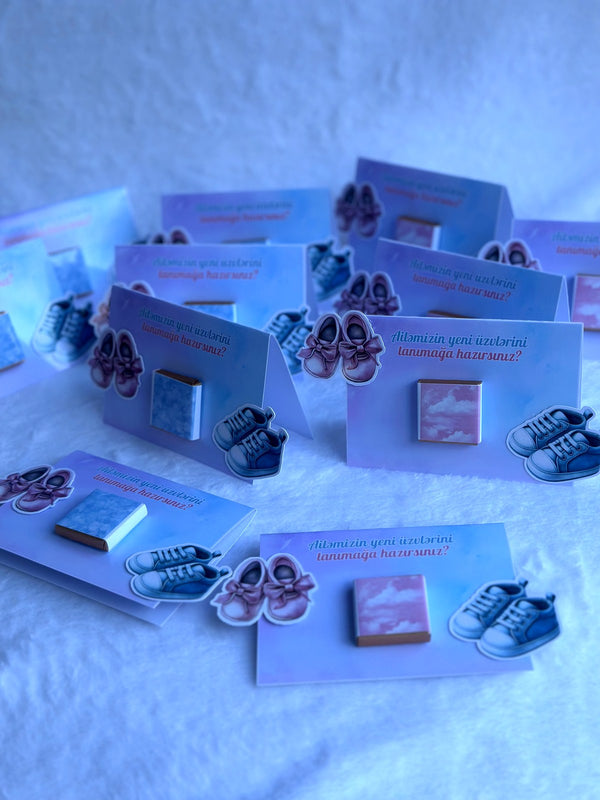 Baby Reveal Party Chocolate Favor Cards – Personalized Chocolate — Chocoodad Baku