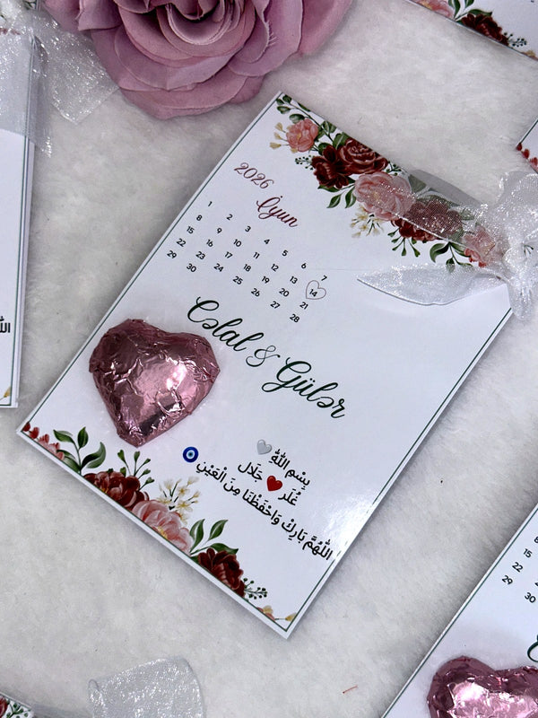 Heart & Rose Wedding and Engagement Favor Cards – Personalized Chocolate — Chocoodad Baku