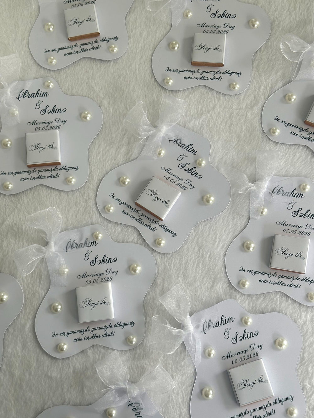 Pearl Wedding Favor Cards – Personalized Chocolate — Chocoodad Baku