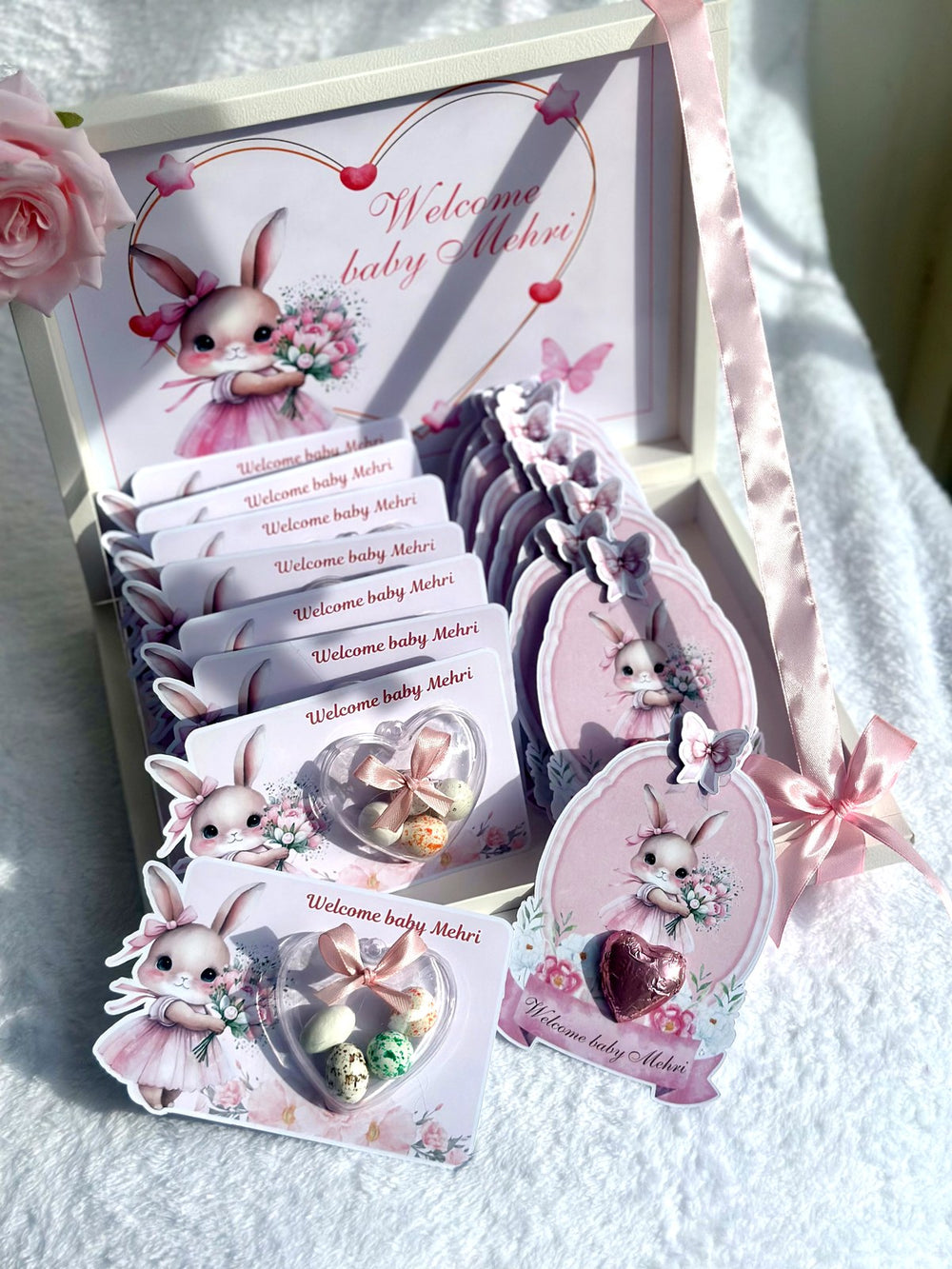 Bunny Baby Welcome 20 Favor Cards & Box – Personalized Chocolate — Chocoodad Baku