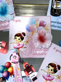 Ballerina & Astronaut & Race Car 6th Birthday Favor Cards with Gifts attached – Personalized Chocolate — Chocoodad Baku