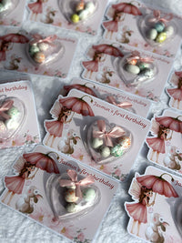 Bunny & Little Angel 1st Birthday Favor Cards – Personalized Chocolate — Chocoodad Baku