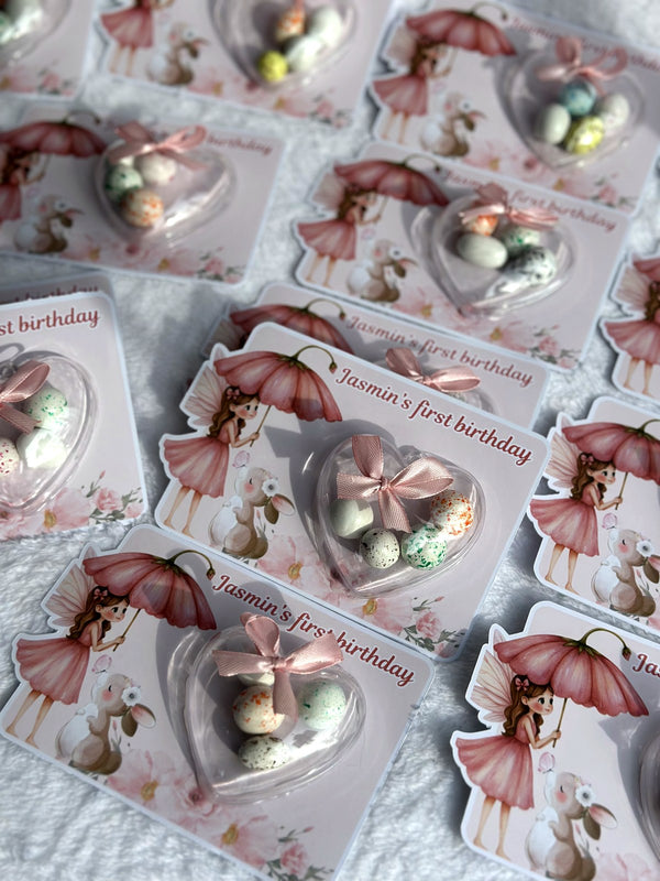 Bunny & Little Angel 1st Birthday Favor Cards – Personalized Chocolate — Chocoodad Baku