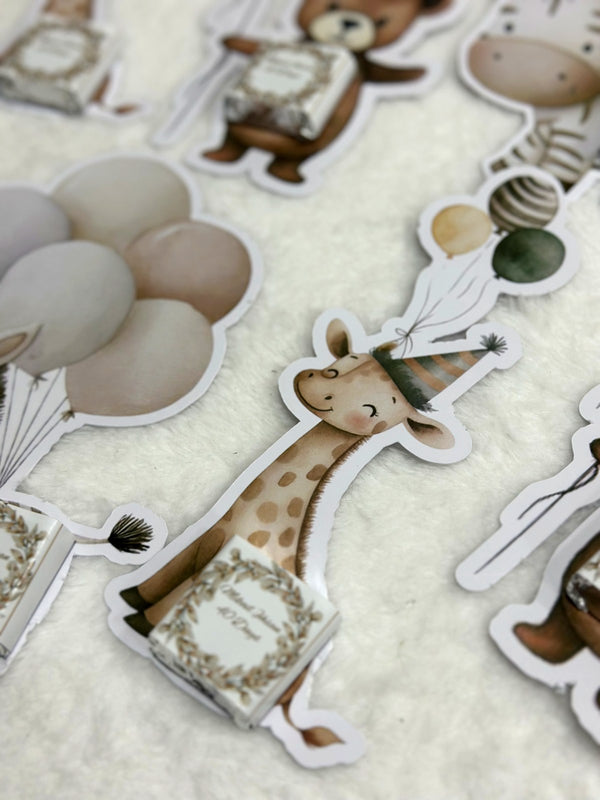 Safari designed Baby Welcome Favor Cards – Personalized Chocolate — Chocoodad Baku