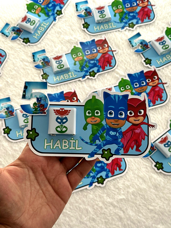 PJ Masks Birthday Favor Cards – Personalized Chocolate — Chocoodad Baku
