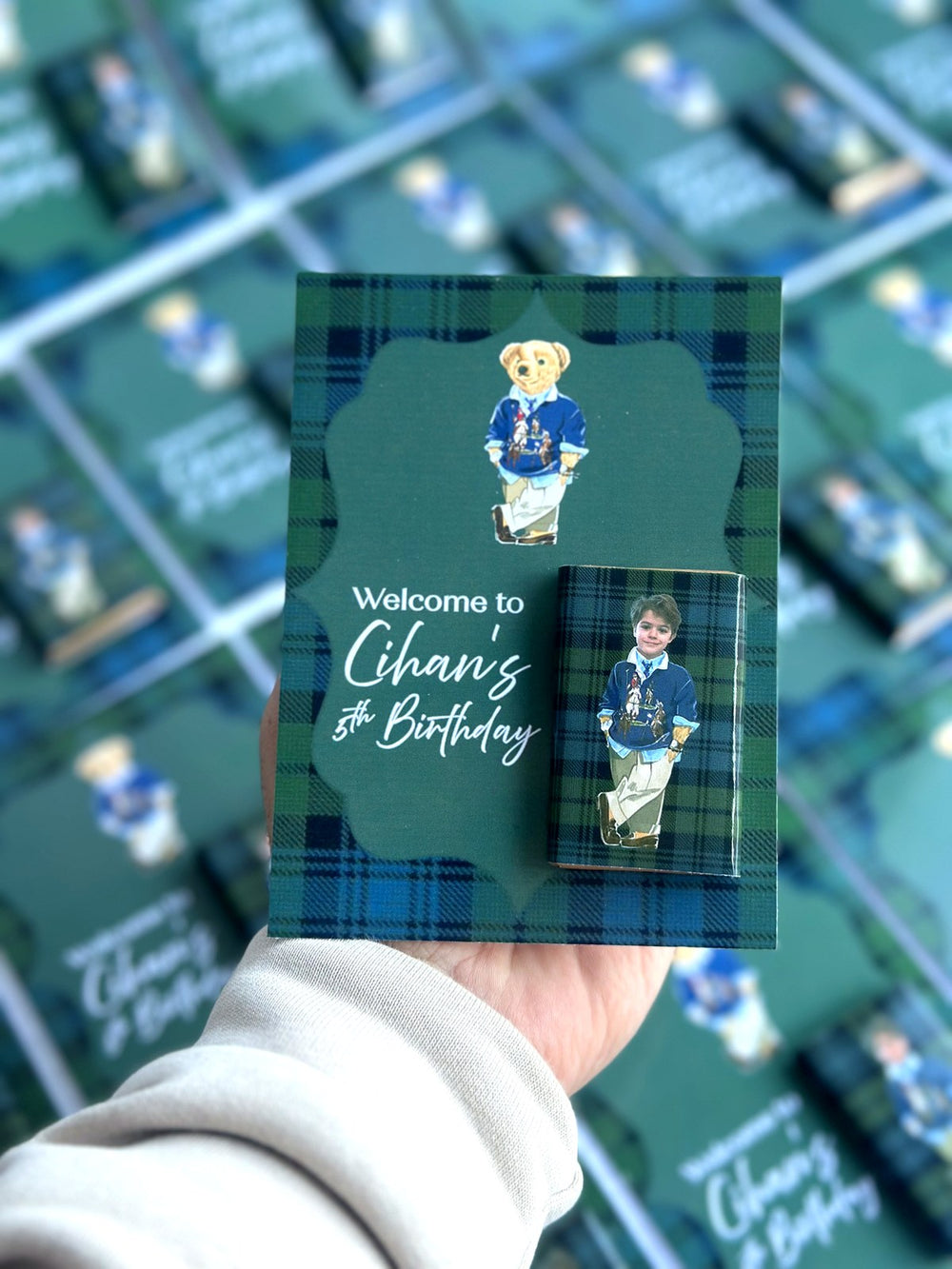 Teddy Bear 5th Birthday Favor Cards – Personalized Chocolate — Chocoodad Baku