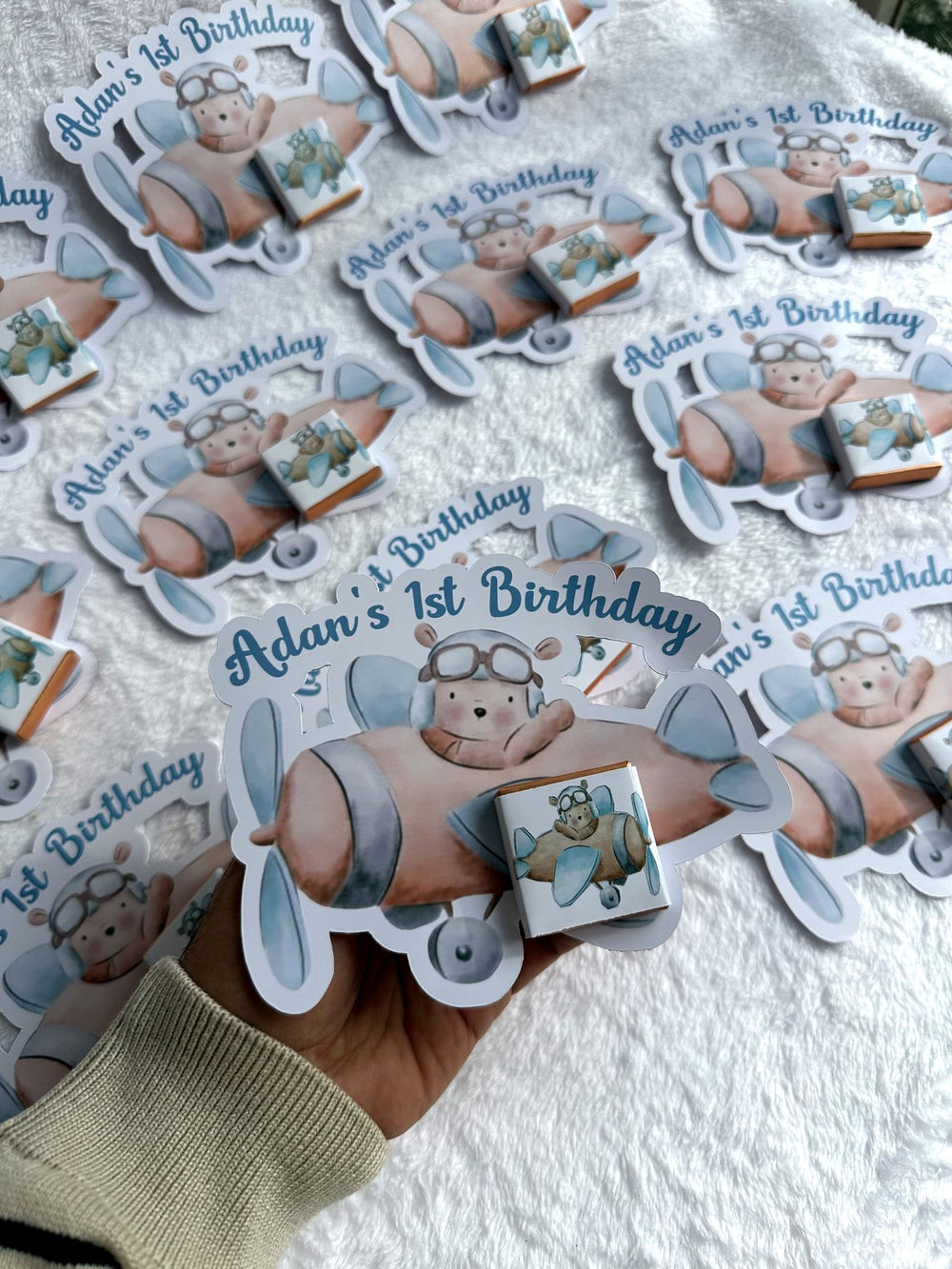 Teddy Bear 1st Birthday Favor Cards – Personalized Chocolate — Chocoodad Baku