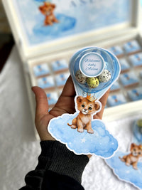 Lion Baby Welcome Favor Cards – Personalized Chocolate — Chocoodad Baku