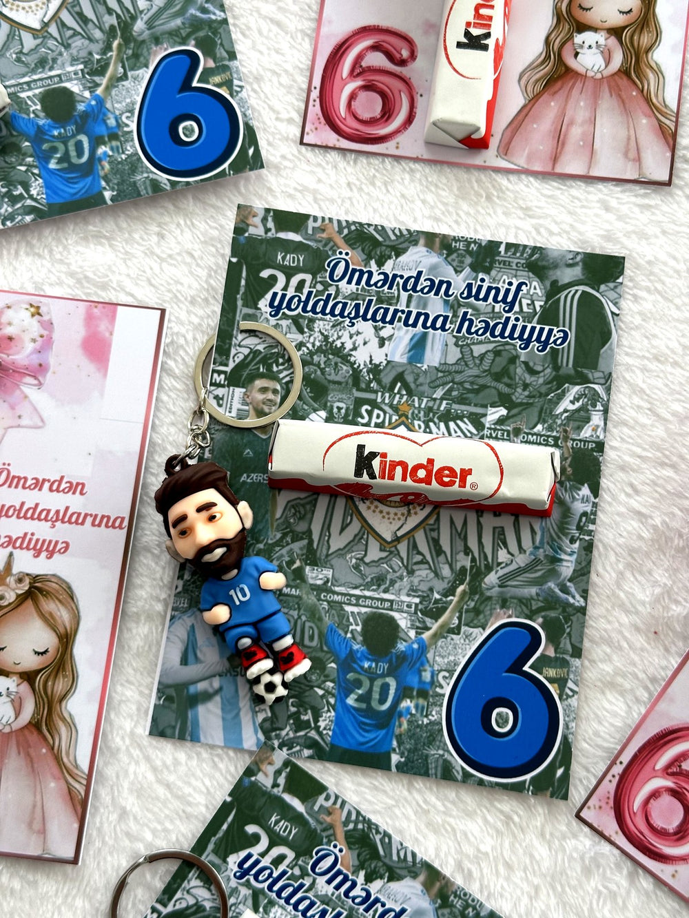 Spiderman & Princess 6th Birthday Favor Cards with Gifts attached – Kinder Chocolate — Chocoodad Baku