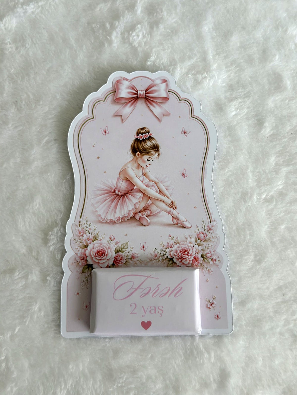 Ballerina 2nd Birthday Favor Cards – Personalized Chocolate — Chocoodad Baku