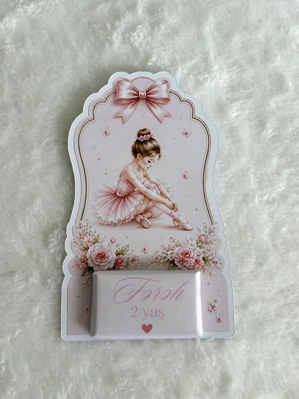 Ballerina 2nd Birthday Favor Cards – Personalized Chocolate — Chocoodad Baku