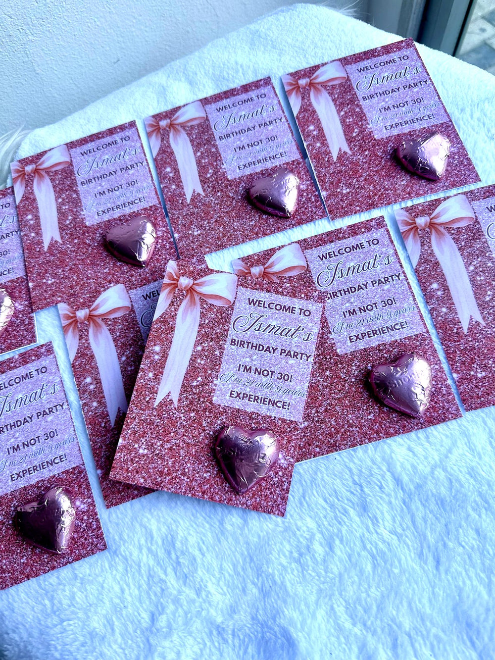 Rose Bow Birthday Favor Cards – Personalized Chocolate — Chocoodad Baku
