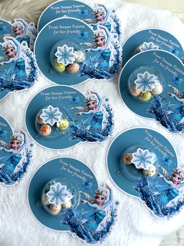 Frozen Elsa Birthday Favor Cards – Personalized Chocolate — Chocoodad Baku