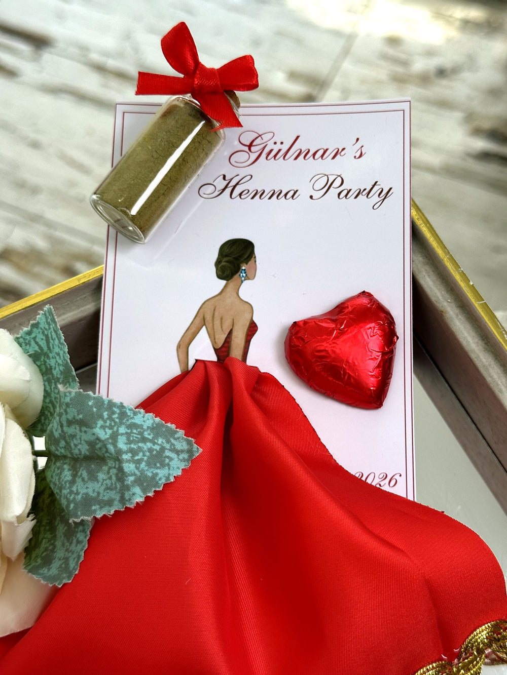 Henna Night Favor Cards – Personalized Chocolate – Design 2 — Chocoodad Baku