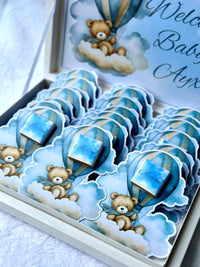 Teddy Bear & Hot Air Balloon Baby Welcome 24 Chocolate Cards & Box – Personalized Chocolate — Chocoodad Baku