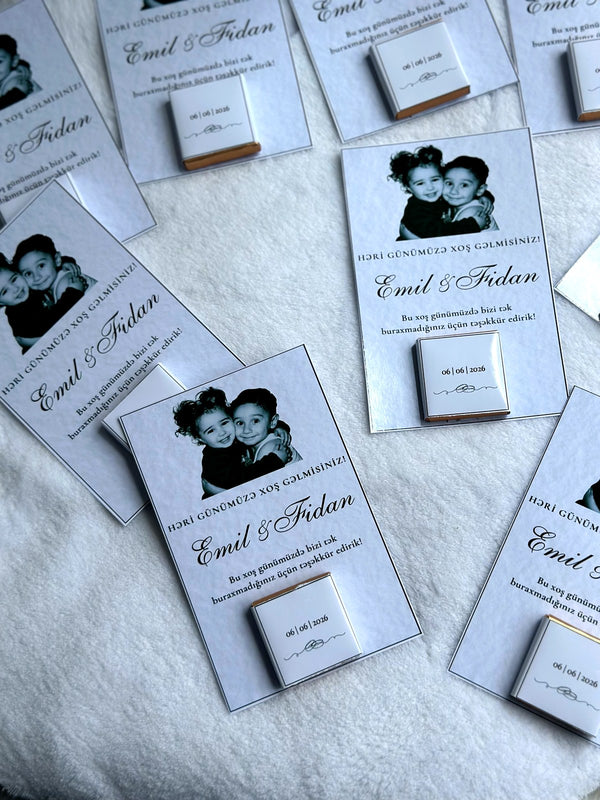 Wedding & Engagement Favor Cards with Photos – Personalized Chocolate — Chocoodad Baku