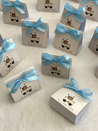 Teddy Bear Baby Welcome Favor Cards – Personalized Chocolate – Design 2 — Chocoodad Baku