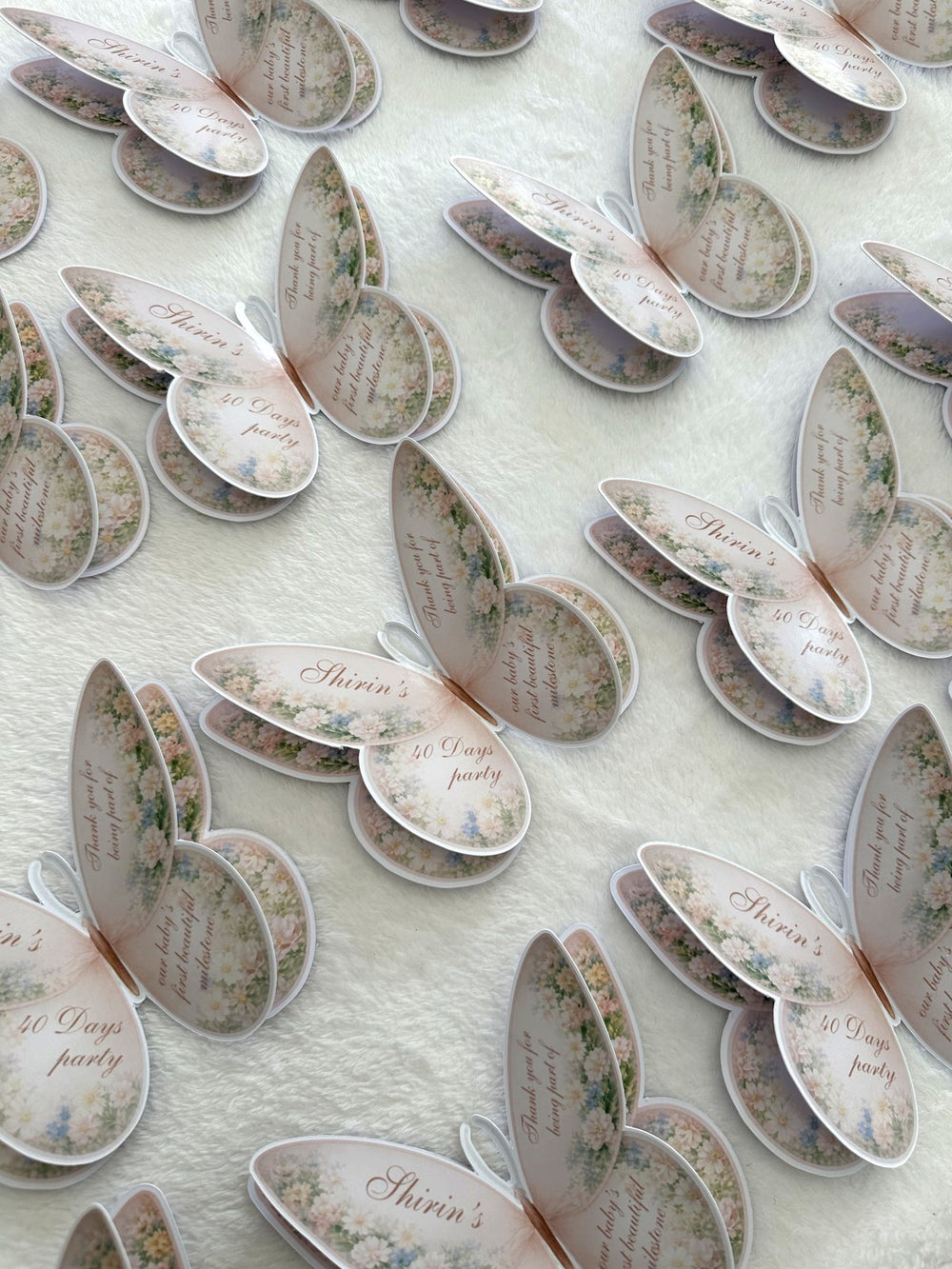 Butterfly Welcome Baby Girl Favor Cards — Chocoodad Baku