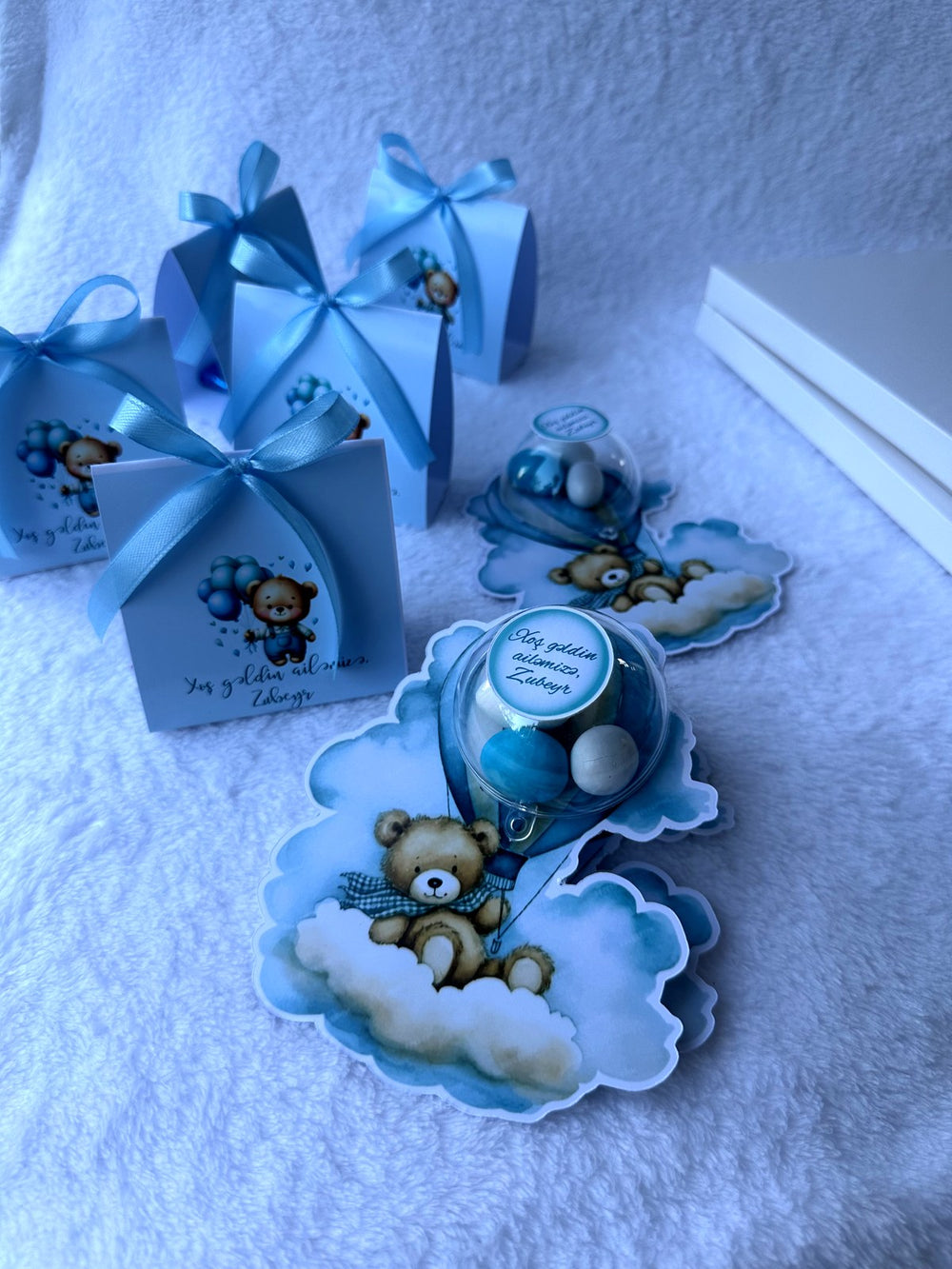 Teddy Bear & Hot Air Balloon Baby Welcome Mini Box – Personalized Chocolate — Chocoodad Baku