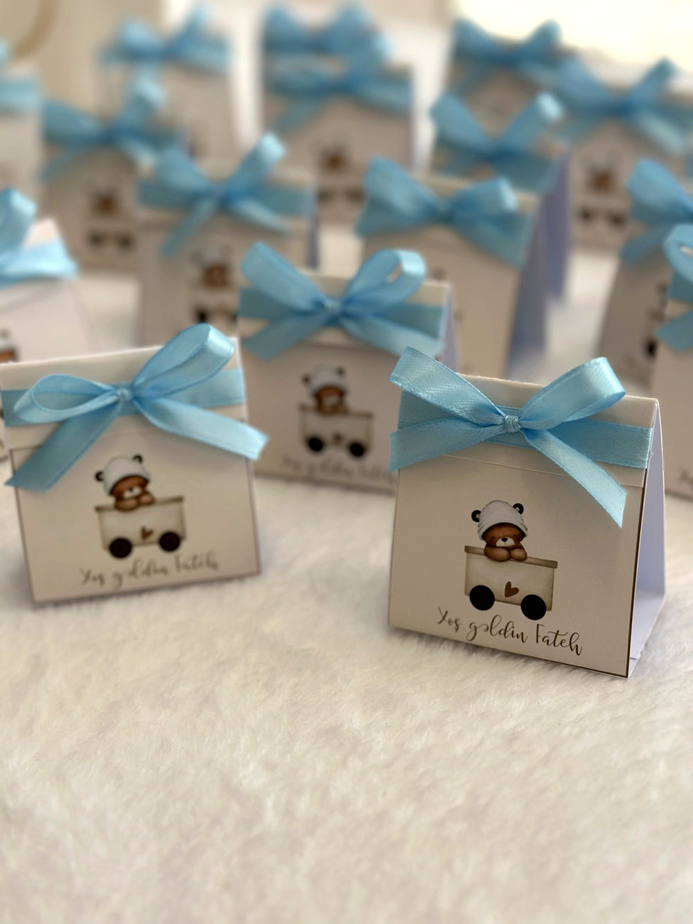 Teddy Bear Baby Welcome Favor Cards – Personalized Chocolate – Design 2 — Chocoodad Baku
