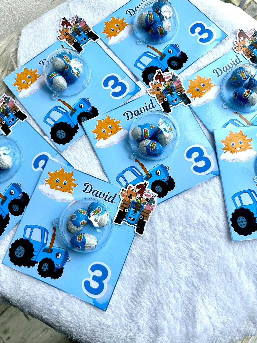 Blue Tractor Birthday Favor Cards – Ozmo egg Chocolates — Chocoodad Baku
