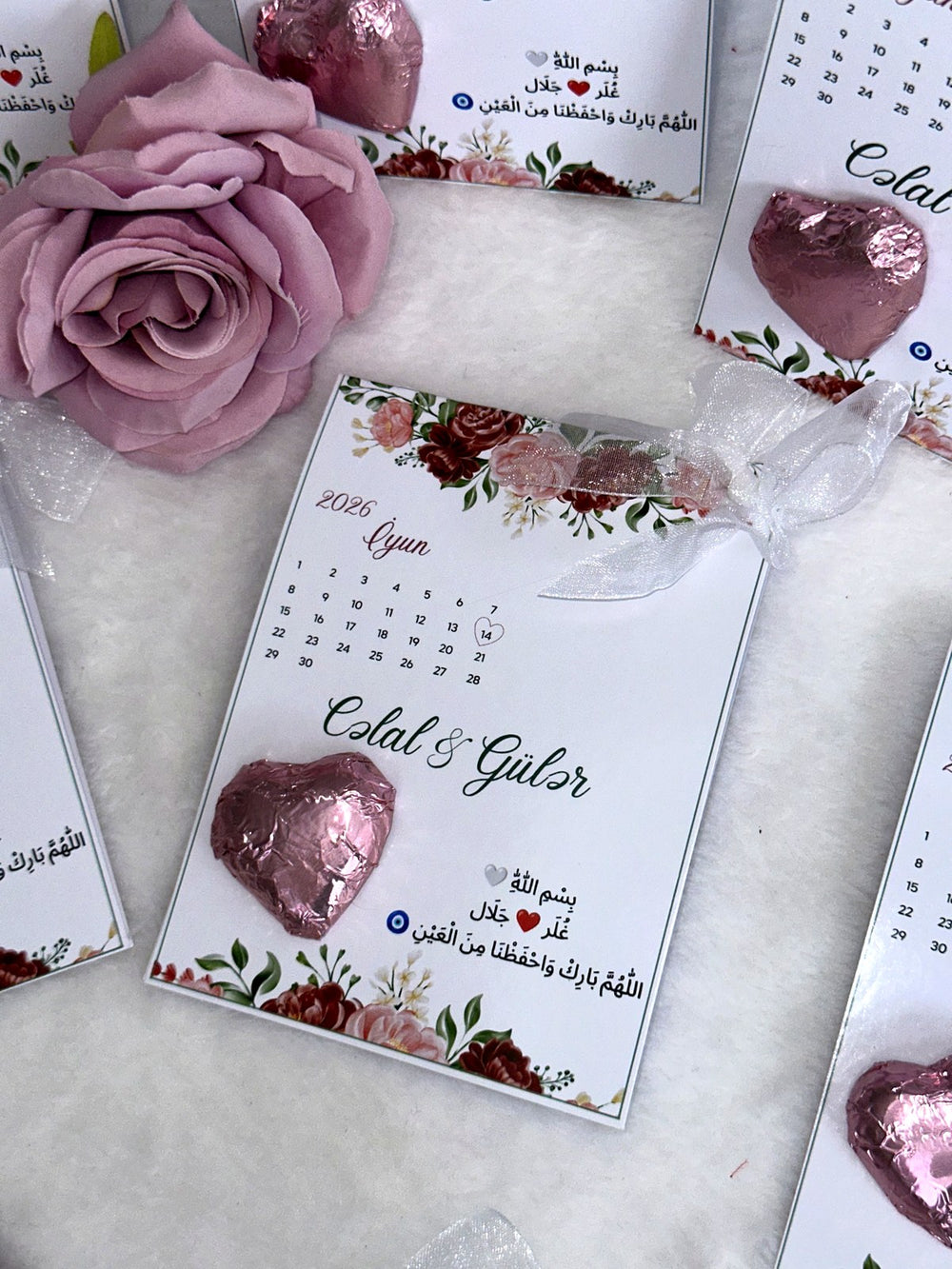 Heart & Rose Wedding and Engagement Favor Cards – Personalized Chocolate — Chocoodad Baku