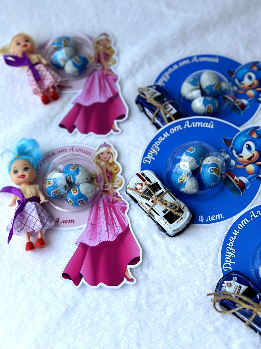 Sonic 4th Birthday Favor Cards with Gifts attached – Personalized Ozmo egg Chocolate — Chocoodad Baku