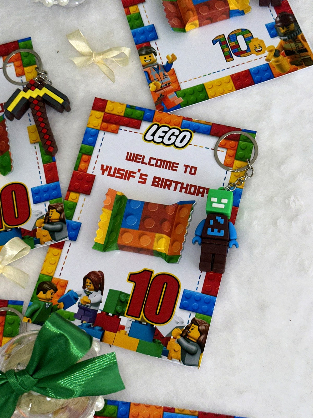 LEGO 10th Birthday Favor Cards with Gifts attached – Personalized Chocolate — Chocoodad Baku